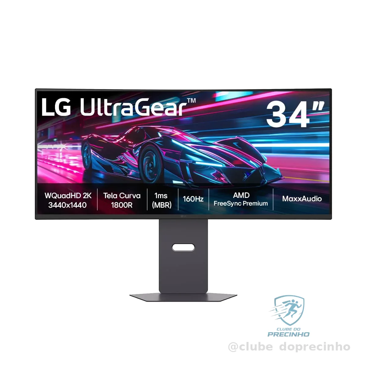 Monitor Gamer LG UltraGear™ Curvo 34G600A-B 34" QuadHD 2K, UltraWide 1800R, 160Hz, 1ms (MBR), AMD FreeSync™ Premium, HDR10, MaxxAudio