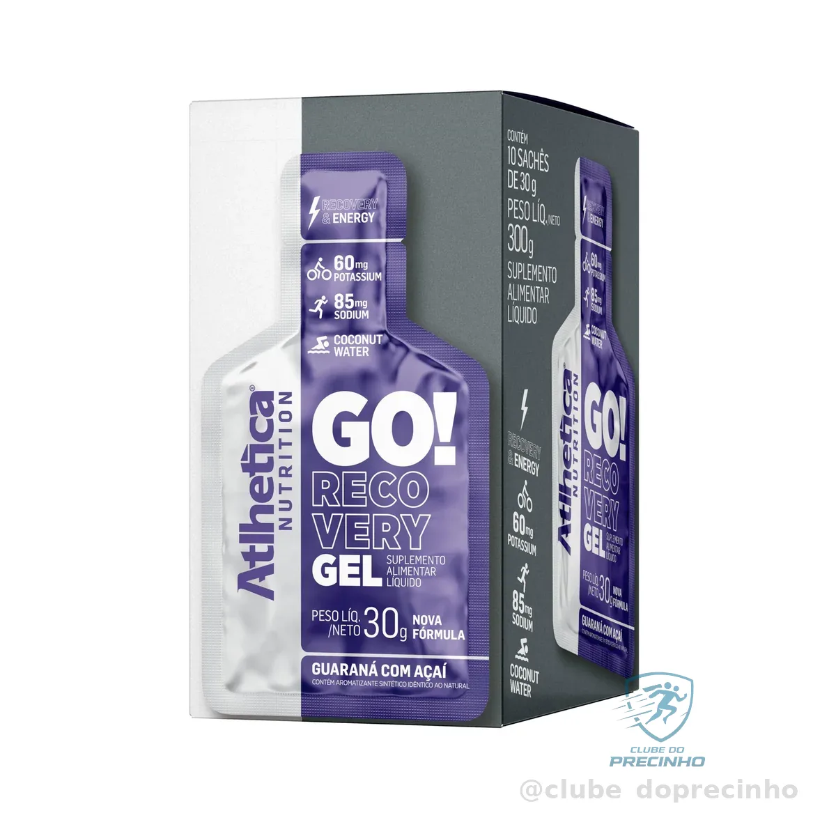 Go Energy Gel (10 Sachês) - Sabor Guaraná e Açai, Atlhetica Nutrition, Roxo