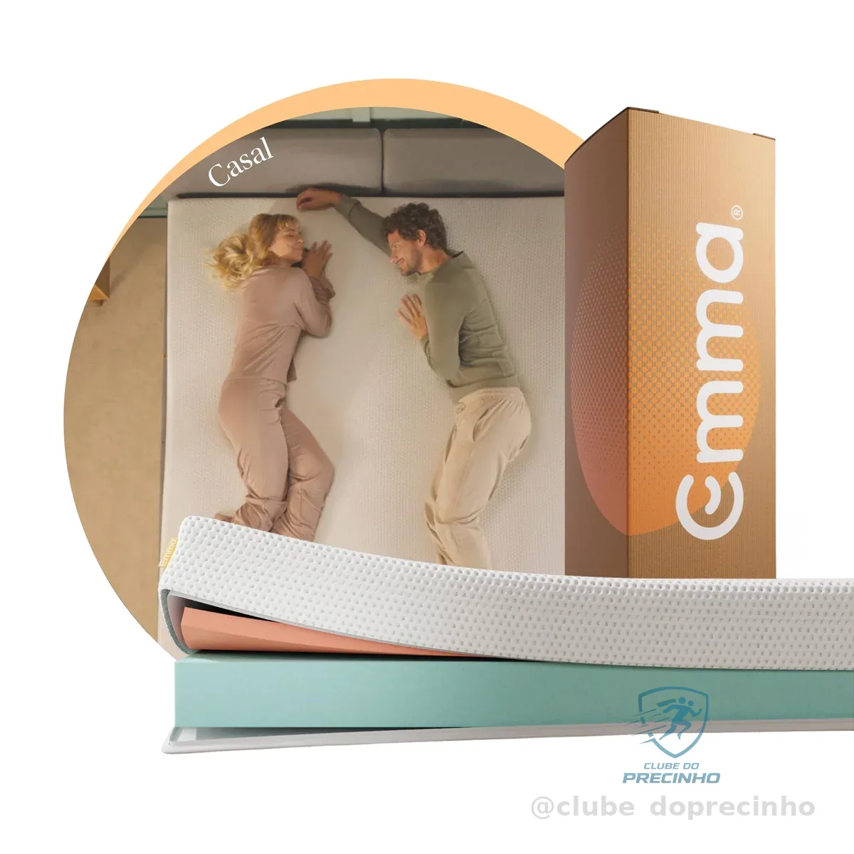 Colchão Casal Emma One Light - 138x188x18cm, Colchão de Espuma com 2 Camadas, Firmeza Ideal, Suporte Corporal, Conforto e Frescor, 100 Noites de Teste, 10 Anos de Garantia