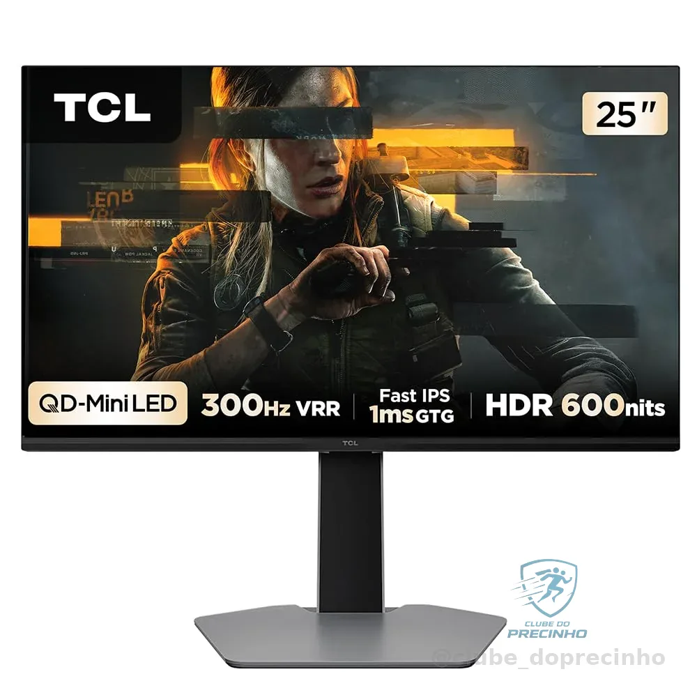 Monitor Gamer TCL 25 Polegadas QLED Mini LED Full HD G64 300Hz 1ms (GtG) Freesync HDR 600 nits 25G64