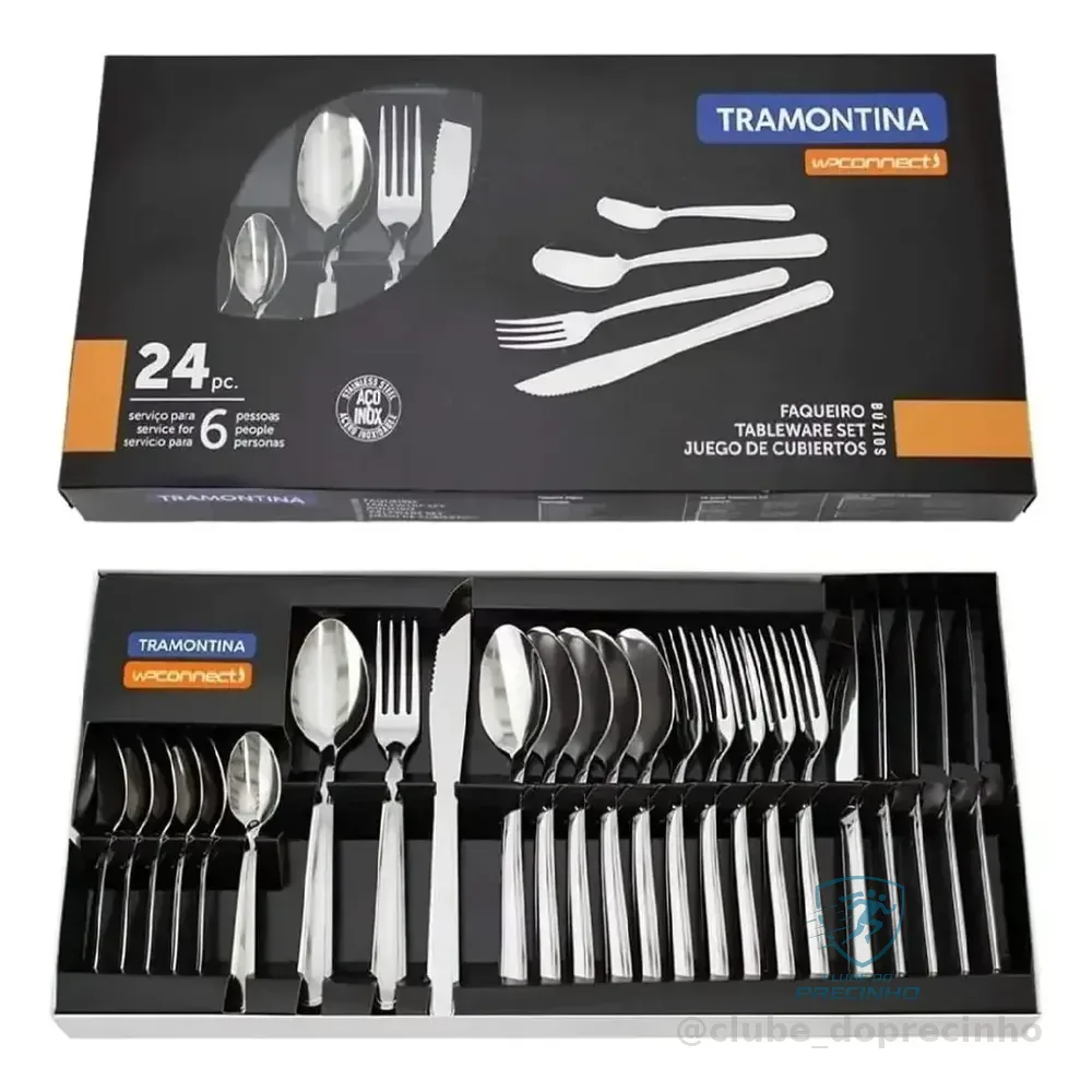 Faqueiro Tramontina Búzios Em Aço Inox Com Detalhe 24 Peças