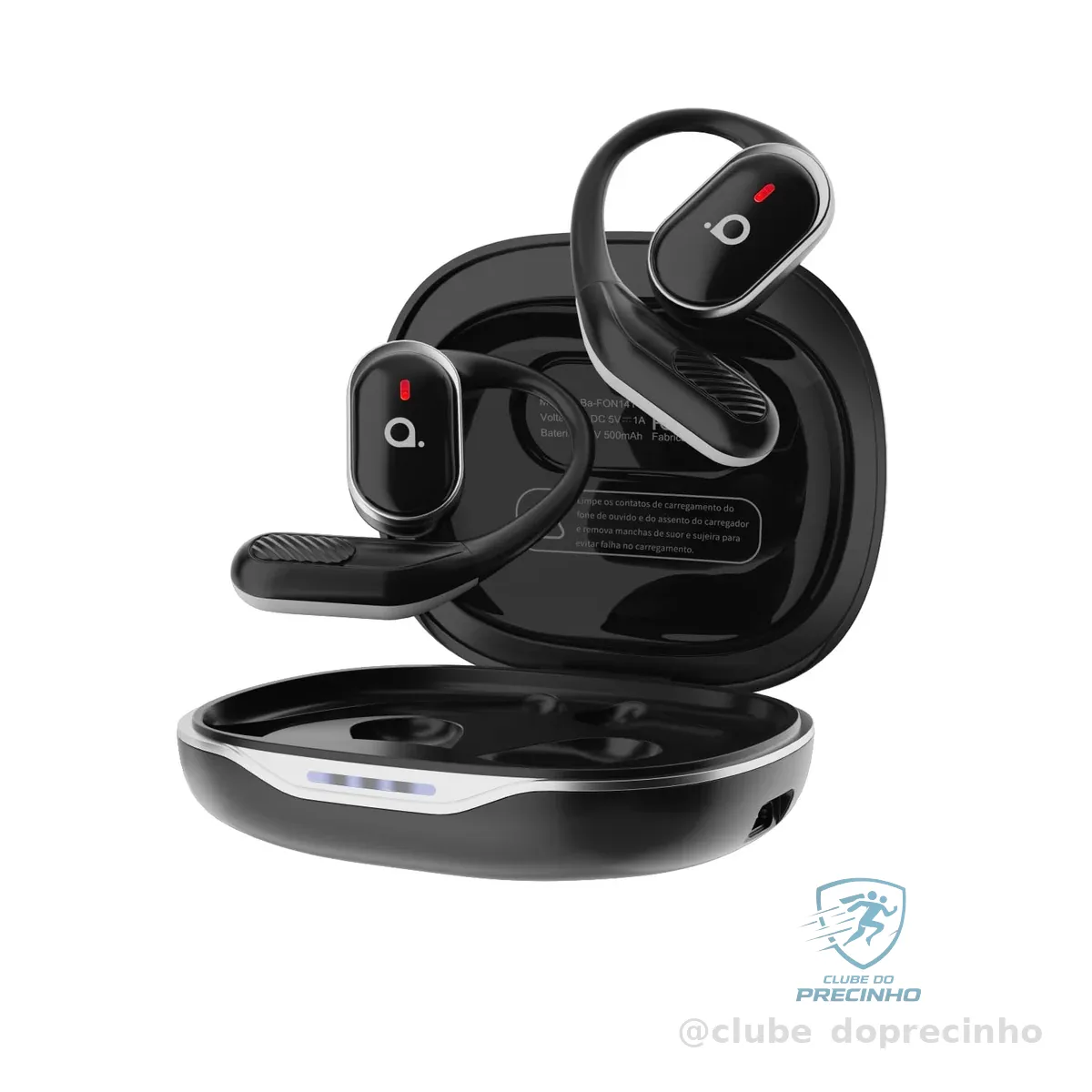 Fone De Ouvido Bluetooth Esportes, Basike T6, IPX5/OWS Fone de Ouvido Estéreo Hi-Fi, Suporta Chamadas de Voz, 60 Horas em Standby Para Corrida e Exercícios ao Ar Livre (Preto)