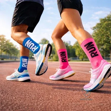 Meia Esportiva Cano Alto Compressão Run Academia Corrida Unissex Poliamida