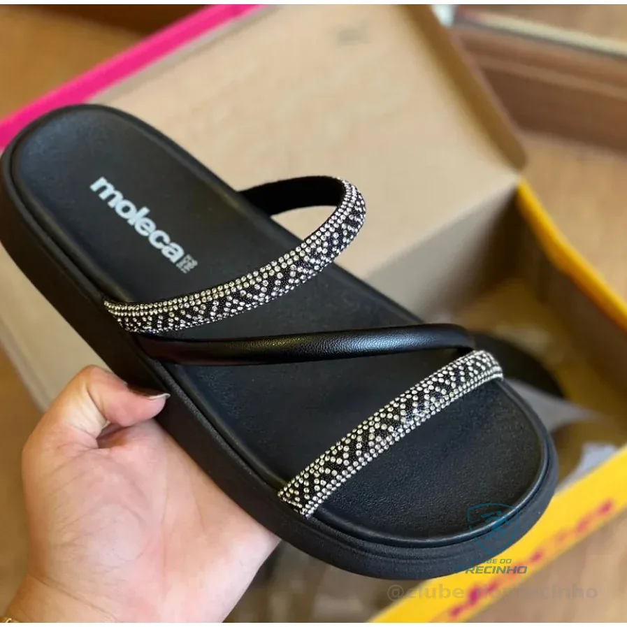 Sandália Papete Birken Brilho Blogueira Moleca 5469121 PROMOÇÃO