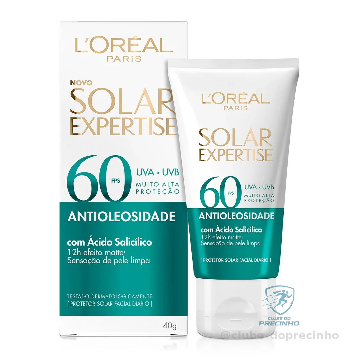 Protetor Solar Facial Antioleosidade FPS60, Controle de Oleosidade por 12h, Efeito Matte Sem Cor, Solar Expertise L'Oreal Paris, 40g