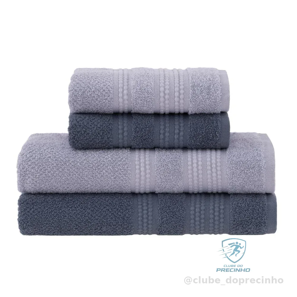 Jogo de Toalhas Buddemeyer Frape Dots Banho Cinza Claro/Cinza 4 peças