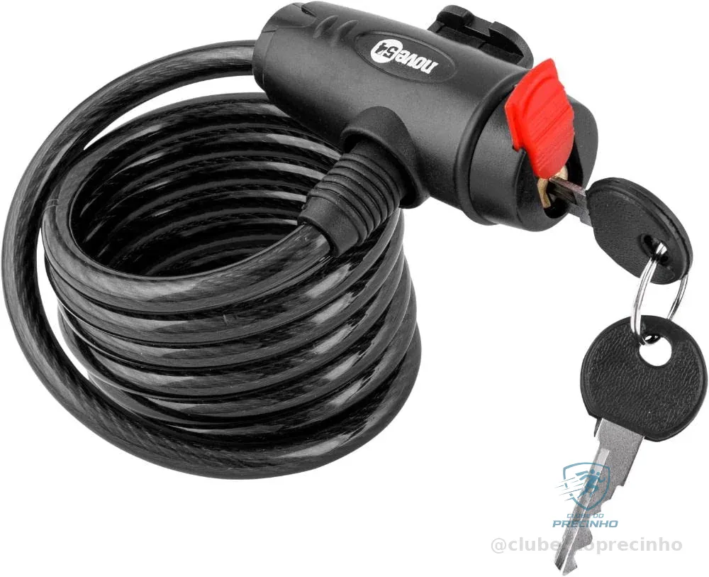 Nove54, Cadeado Para Bicicleta, 150 Cm, Com Chave.