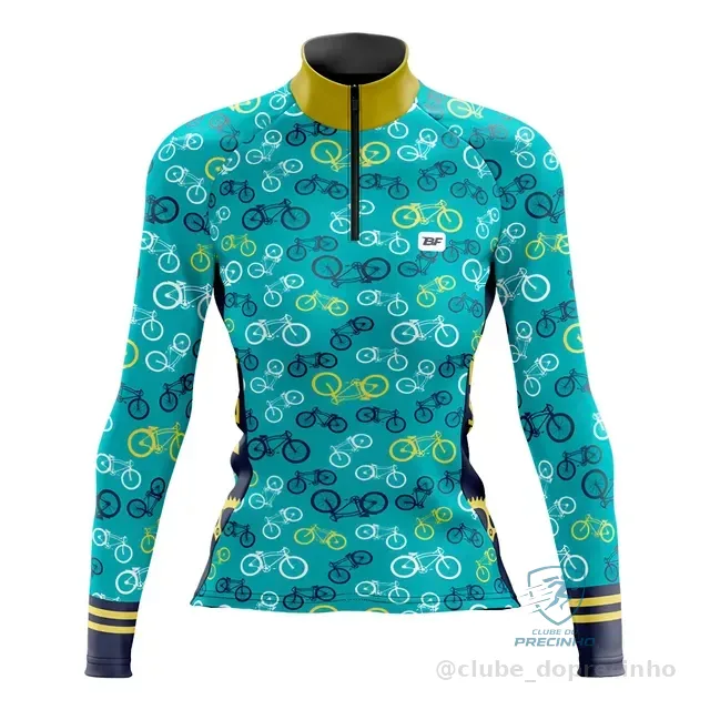 Camisa Ciclismo Mtb Feminina Manga Longa Bike Azul Celeste