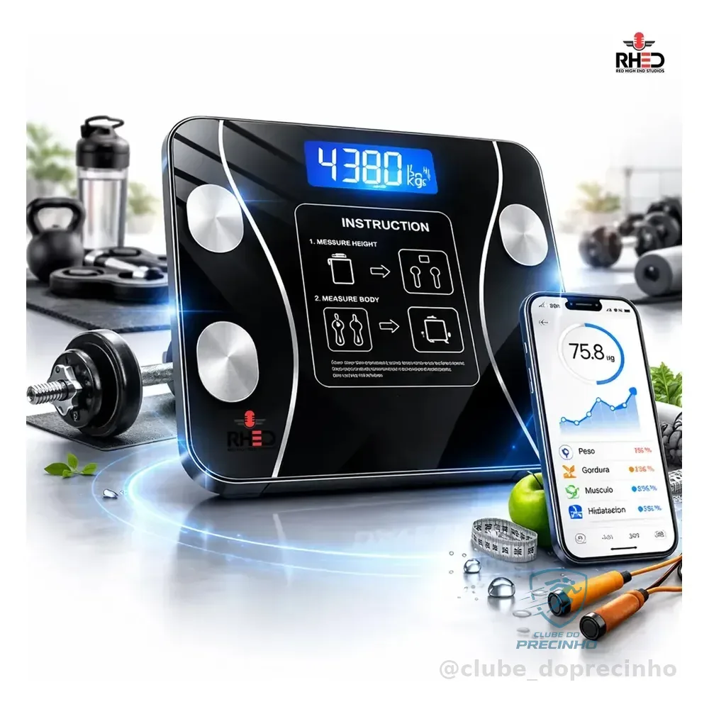 Balança Digital Bioimpedância Bluetooth Corporal Aparelho Alta Capacidade App Gratuito 