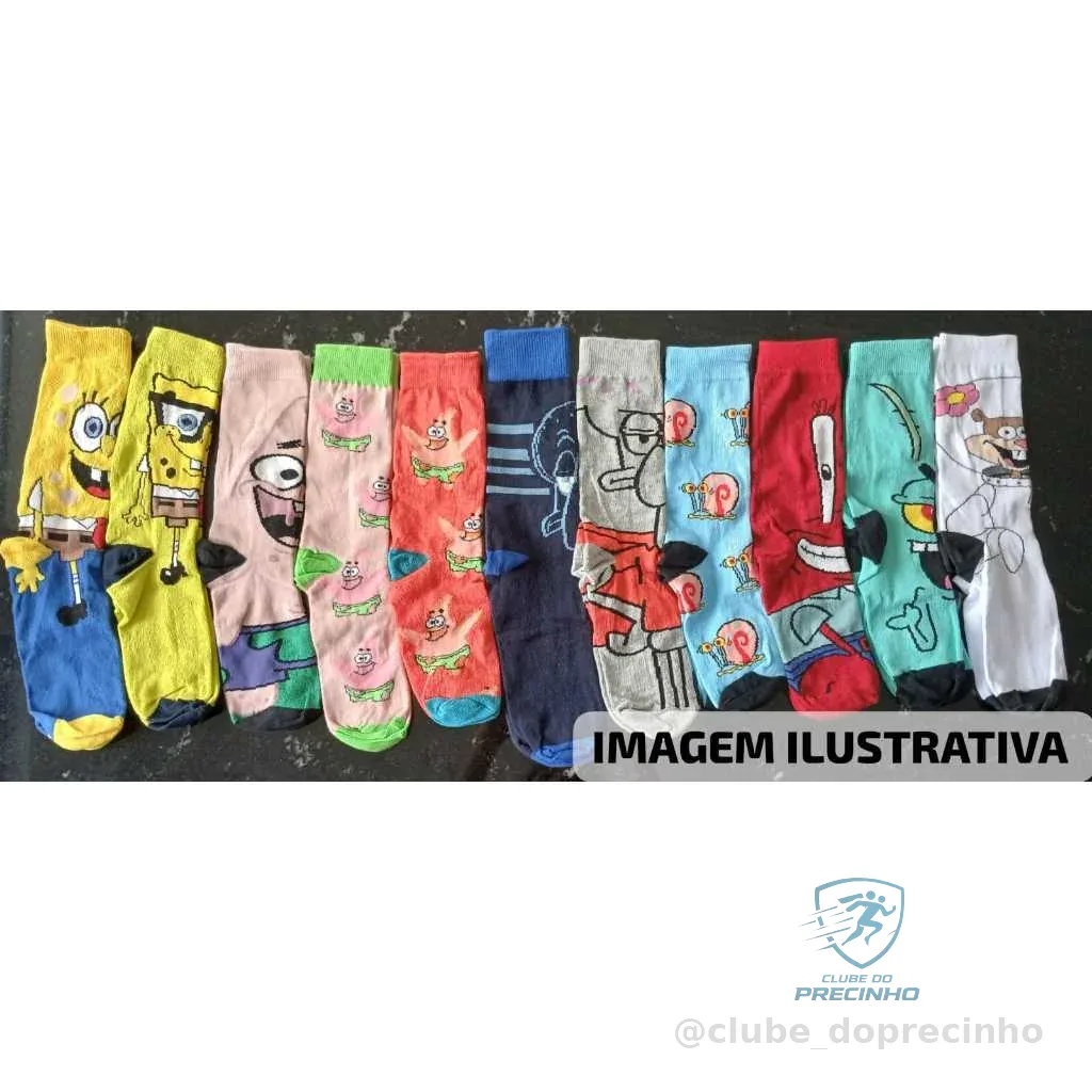 Meias Divertidas de Personagens em Algodão Unissex