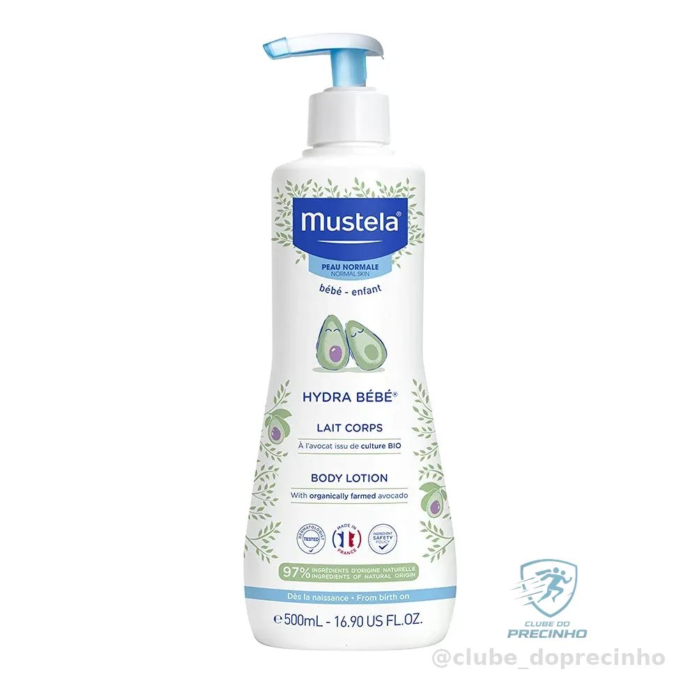 Mustela Hydra Bebê 500ml - Hidratante Infantil Corpo e Rosto - Feito com 97% de Ingredientes de Origem Natural e Hipoalergênico