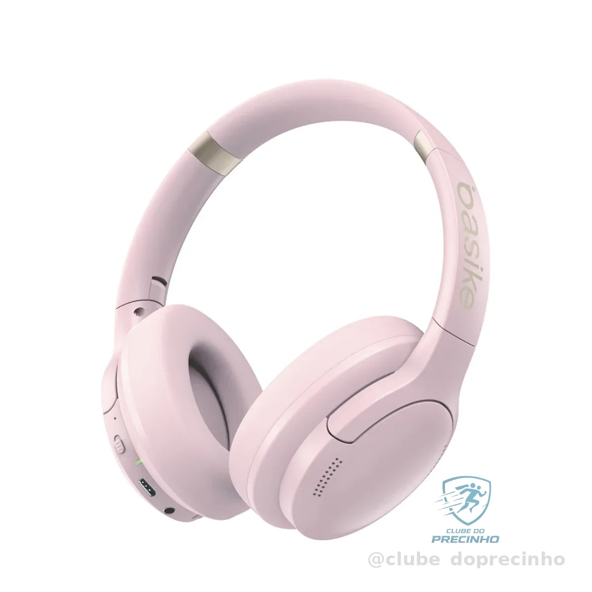 Basike Fone de Ouvido Bluetooth, ANC Cancelamento de Ruído Ativo Headphone Bluetooth 5.3 (Rosa)