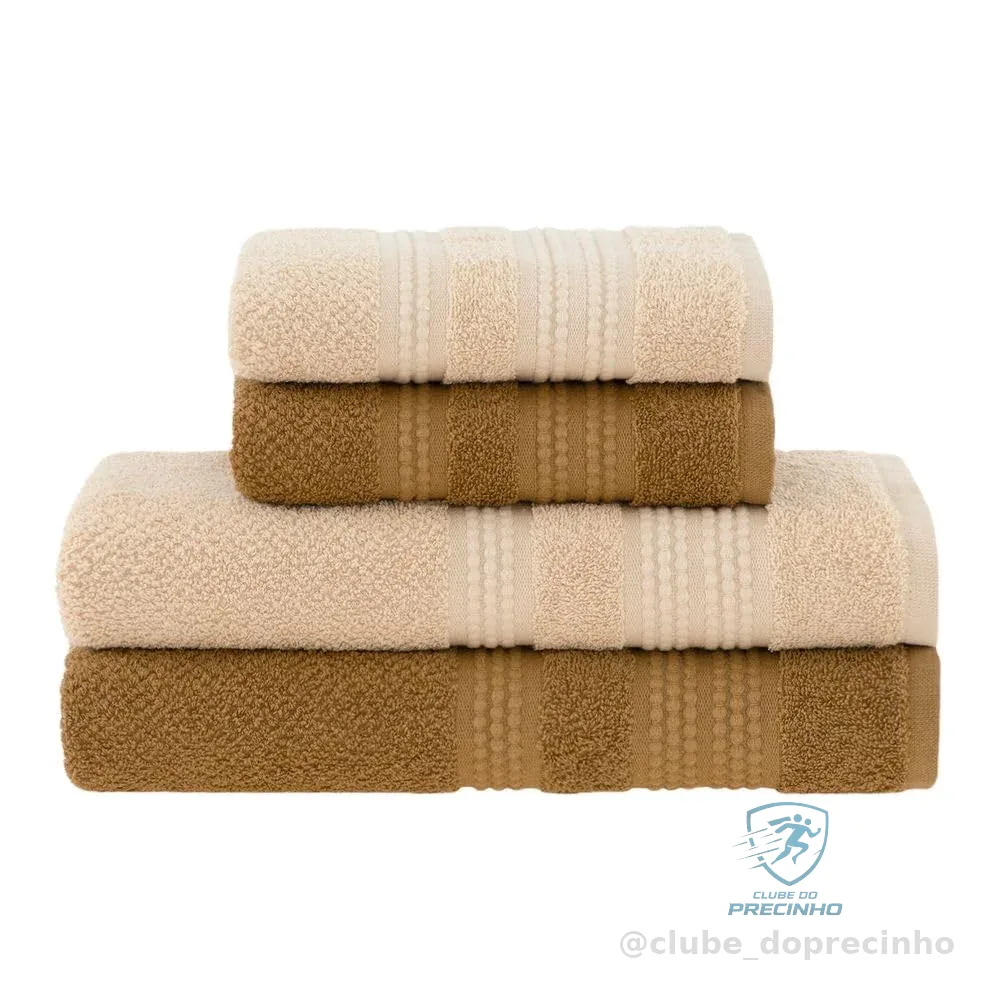 Jogo de Toalhas Buddemeyer Frape Dots Banho Bege/Caramelo 4 peças