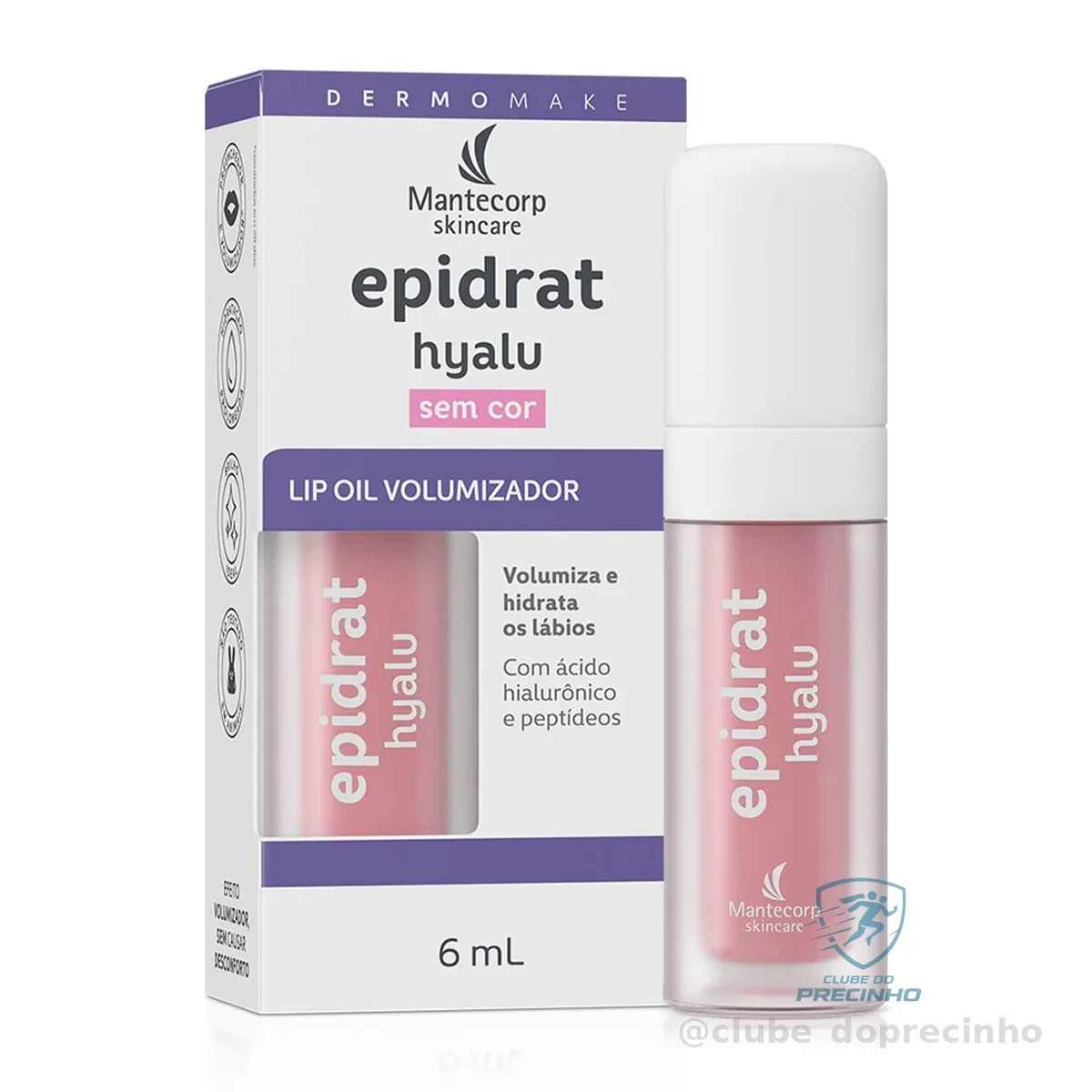 Hidratante Labial Volumizador Epidrat Hyalu Lip Oil 6ml Sem cor Mantecorp Skincare