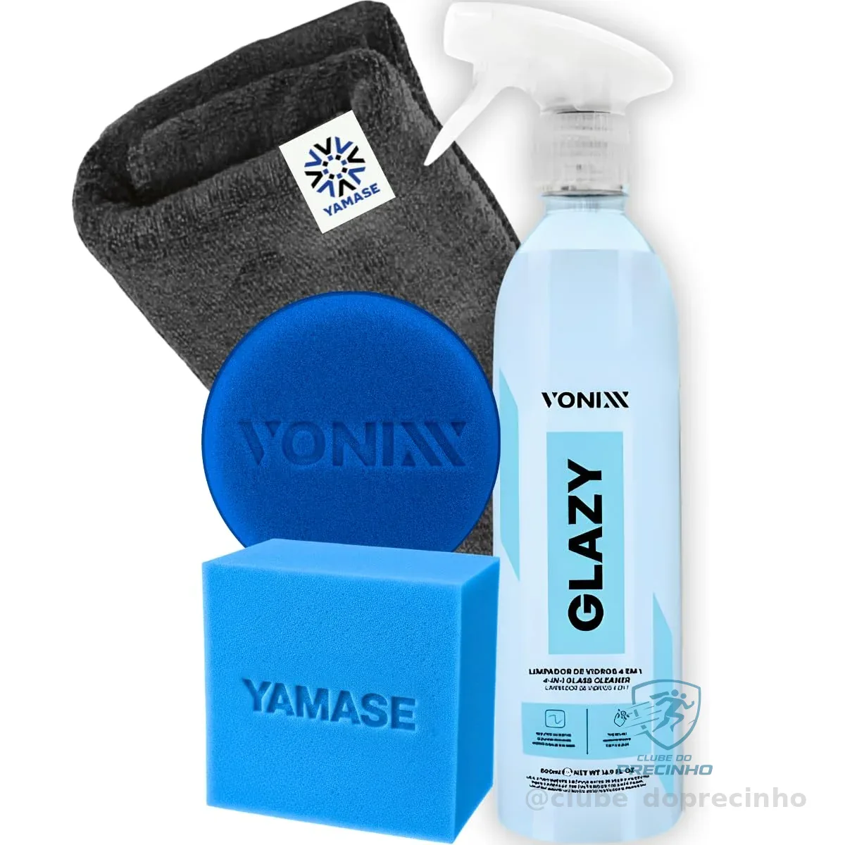Glazy 500ml Vonixx Limpador Restaurador Vidros 4 Em 1 Redutor Atrito Pano 40x40 Js Aplicador de Espuma Vonixx