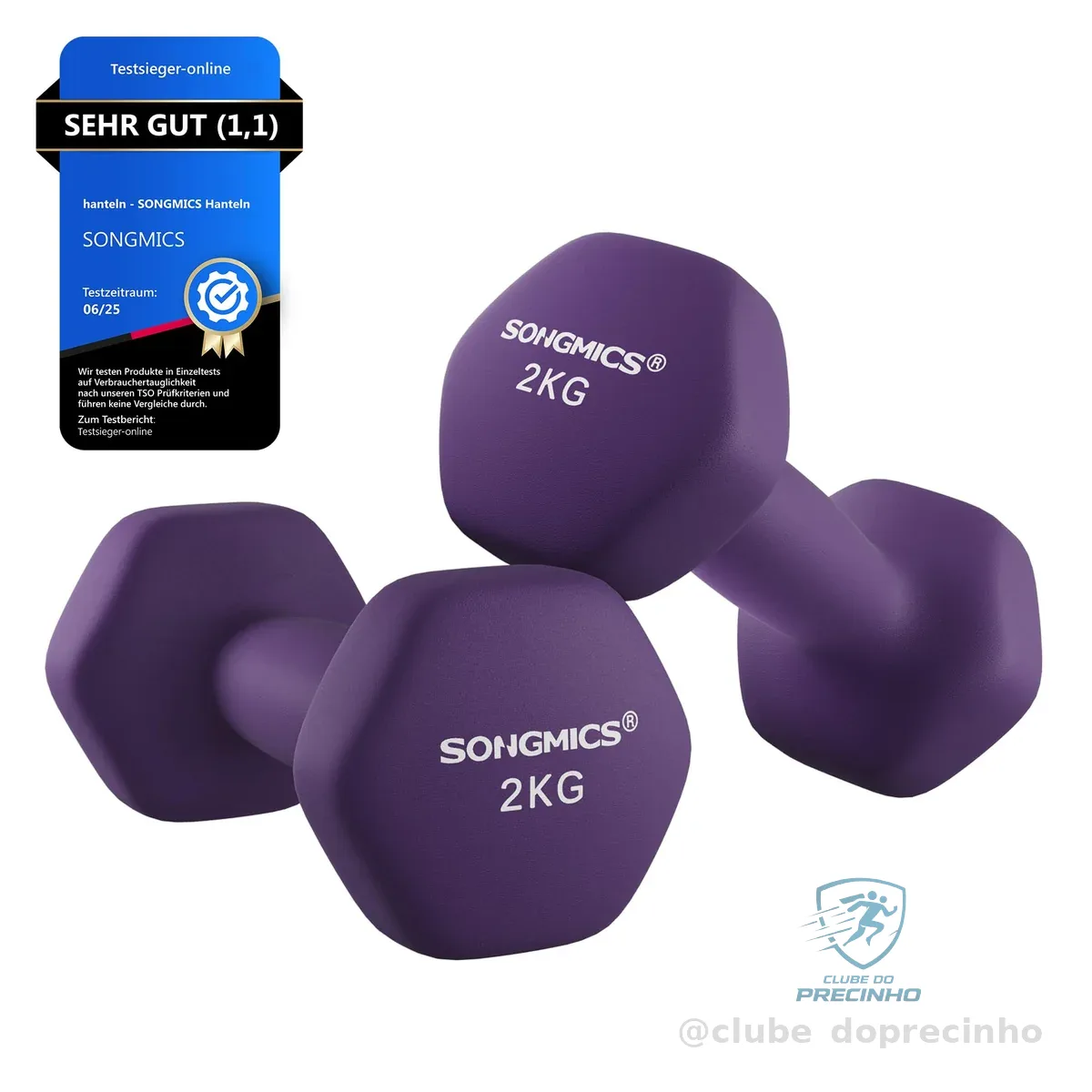 SONGMICS Conjunto de 2 Halteres, 2 x 2 kg Pesos de Mão com Revestimento de Neoprene