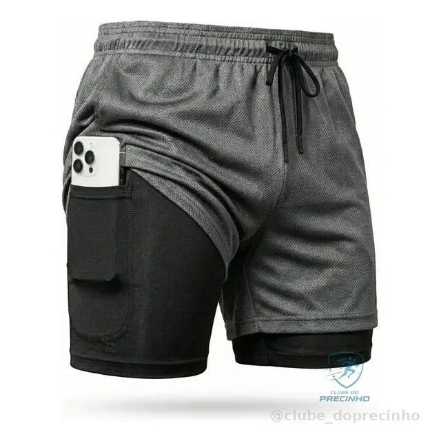 Shorts Dry Fit 2 Em 1 Masculino Térmico Compressão Corrida