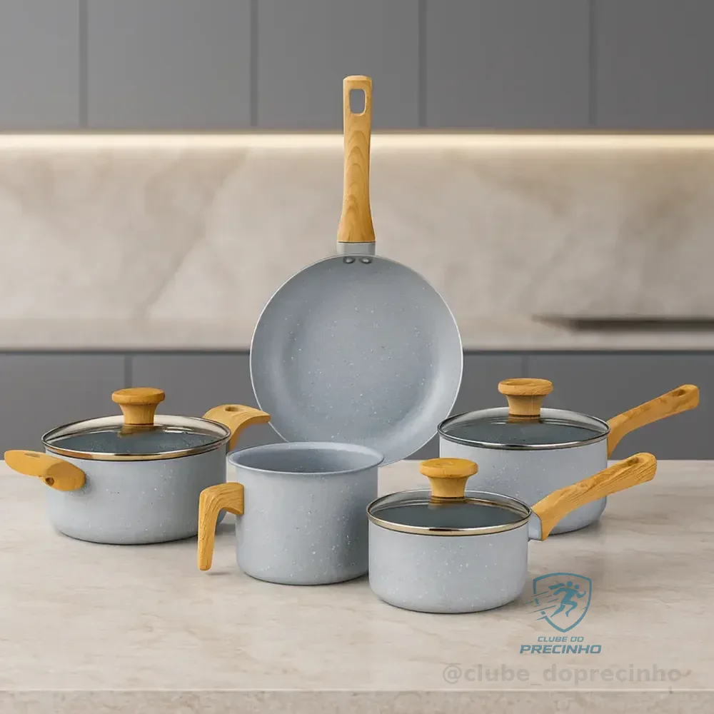 Jogo De Panelas Antiaderente Cerâmica Mimo Style 5 Peças Grafite