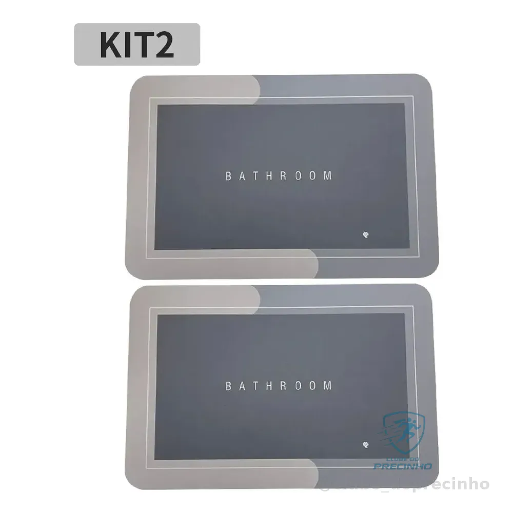 Kit 2 Tapete Mágico Ultra Absorvente Para Banheiro Cinza-escuro Geométrico