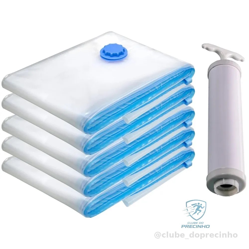 Kit 5 Sacos a Vácuo Pequenos 50x60cm + Bomba De Ar 