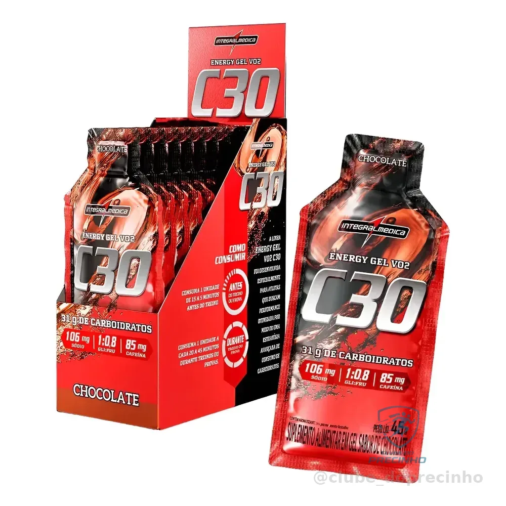 Energy Gel Vo2 C30 Chocolate Integralmédica 10 Unidades 45g Chocolate