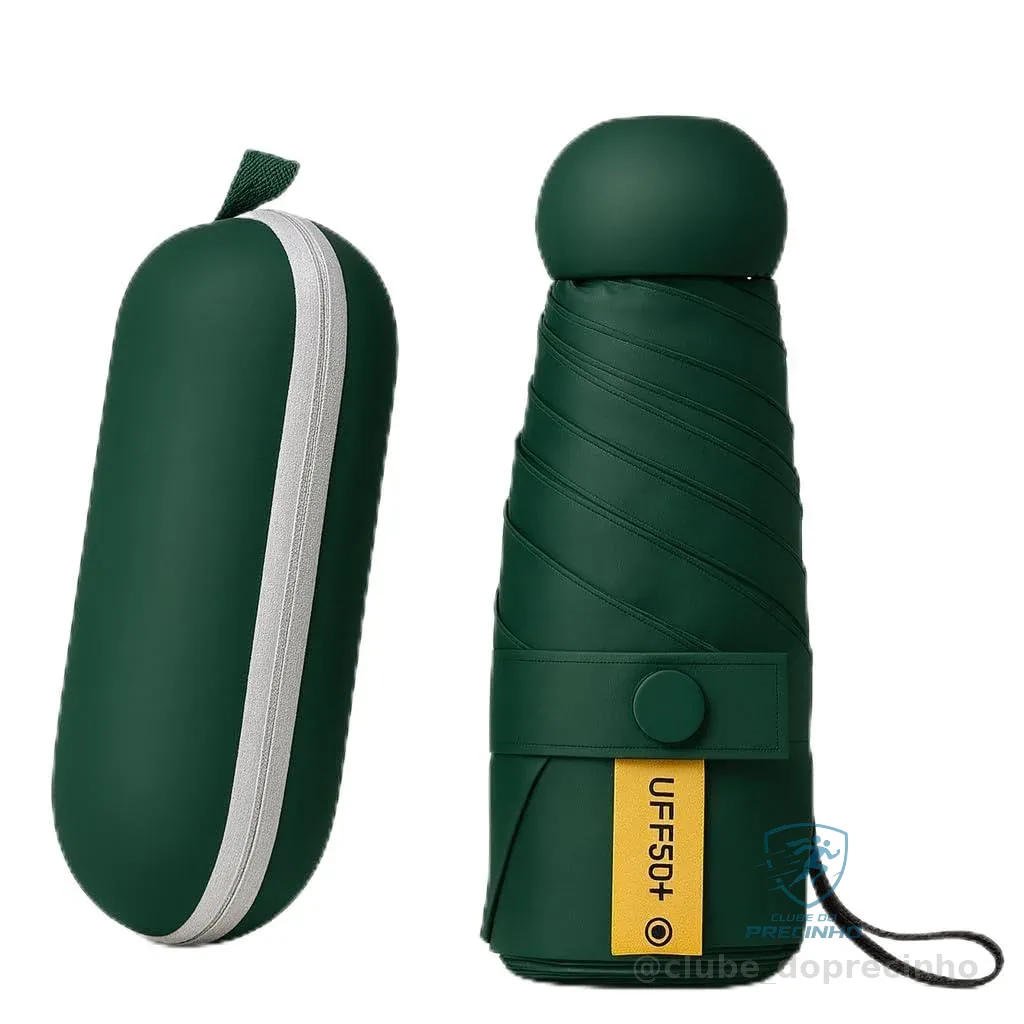 Guarda chuva de Bolso Ultra Compacto e Versátil – Mini Guarda-chuva Dobrável com Proteção UV, Leve e Portátil – Inclui Estojo Estilo Cápsula para Chuva e Sol