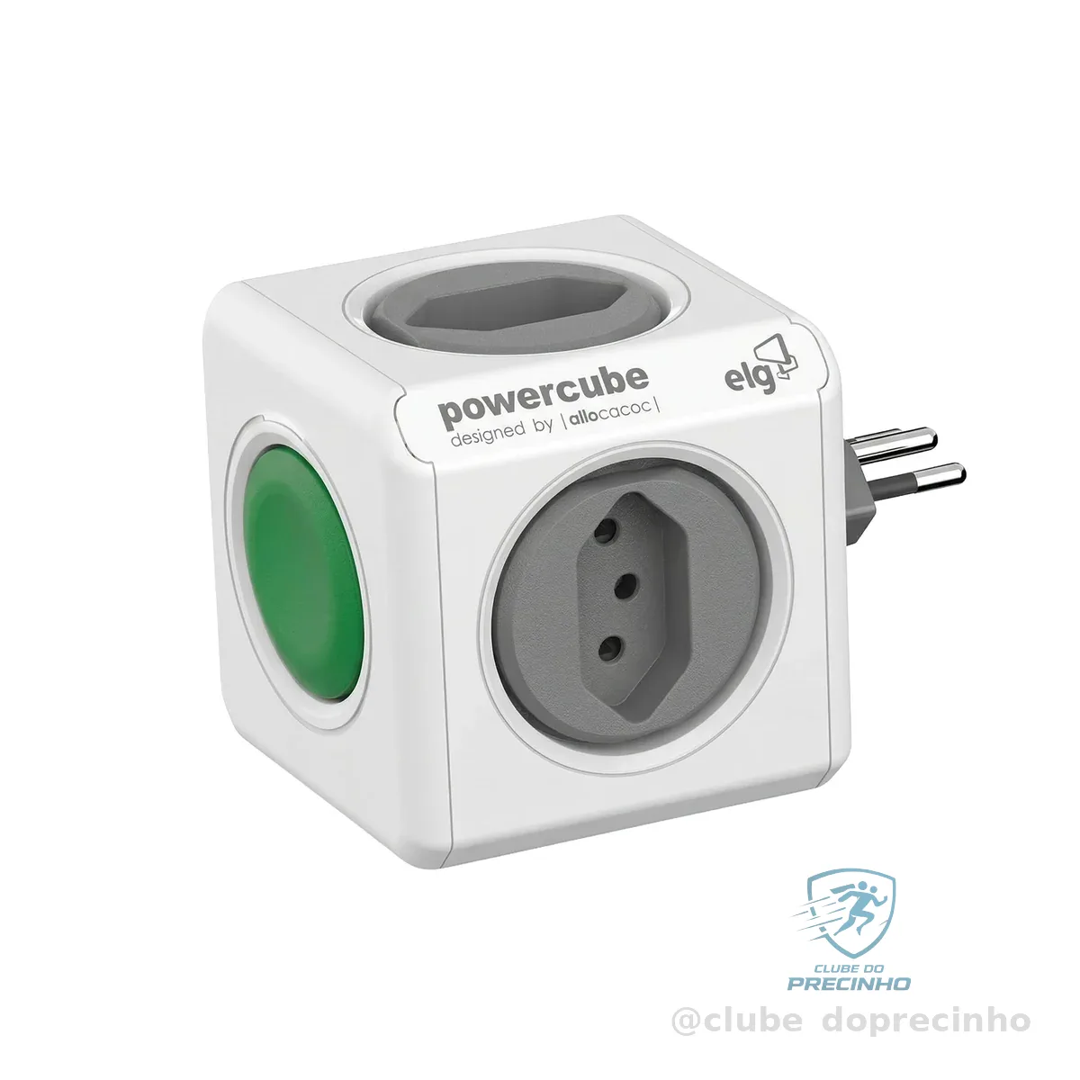 Multiplicador PowerCube Switch Filtro de Linha, 4 Tomadas Bivolt Automático Botão Liga/Desliga LED Indicador, Branco, PWC-R4SW, ELG