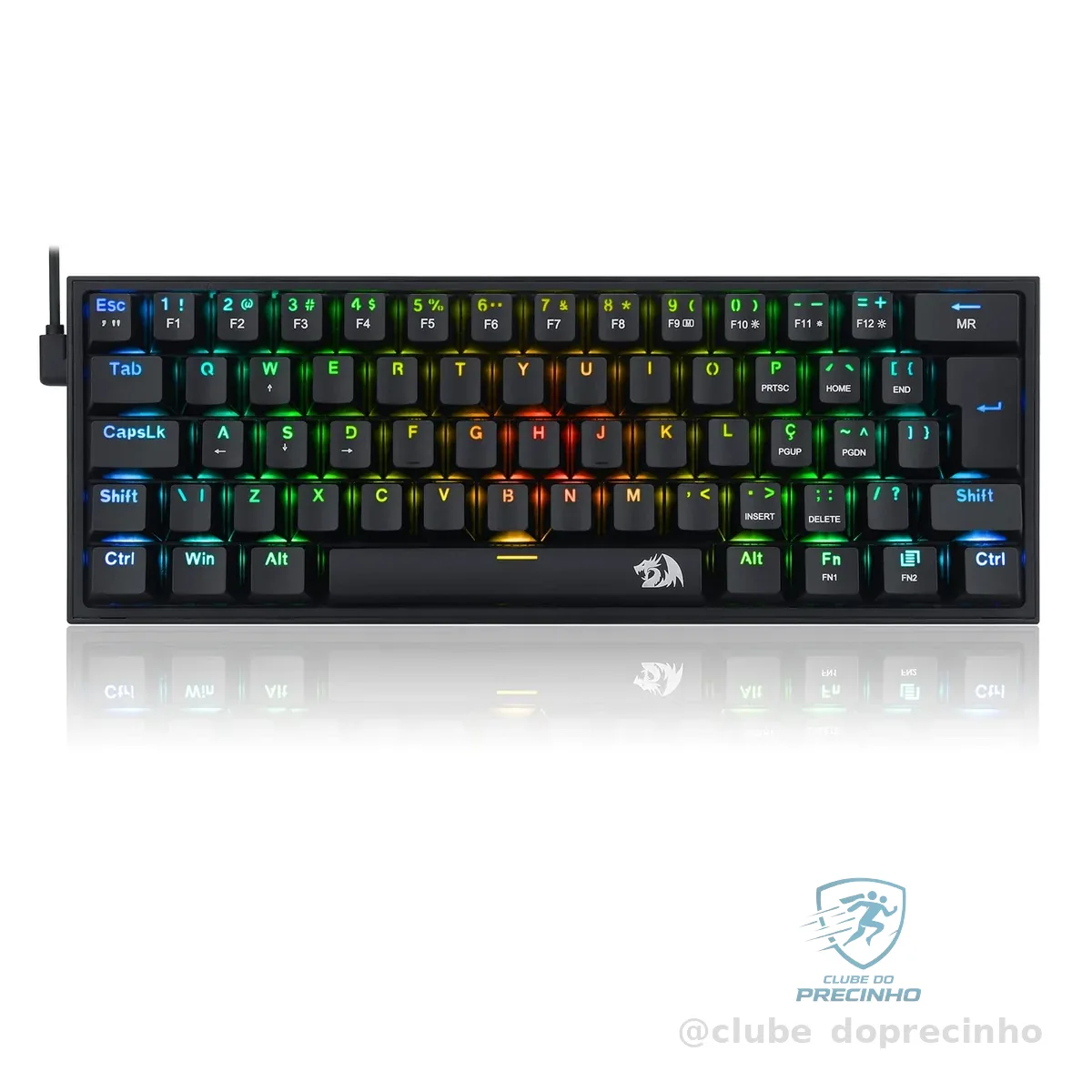 TECLADO MECÂNICO GAMER REDRAGON FIZZ RGB PRETO SWITCH MARROM K617-RGB-B (PT-BROWN)
