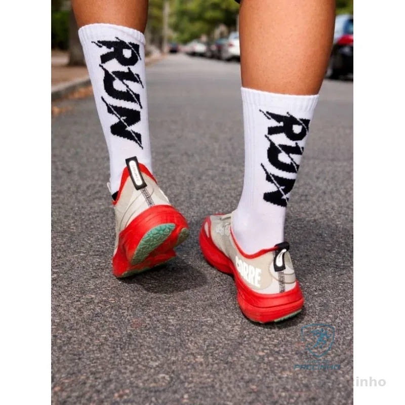 Meia Cano Alto Run Poliamida Corrida Caminhada Treino Colorida Neon