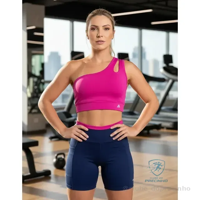 Conjunto Fitness Bicolor Compressão Bolsos Academia