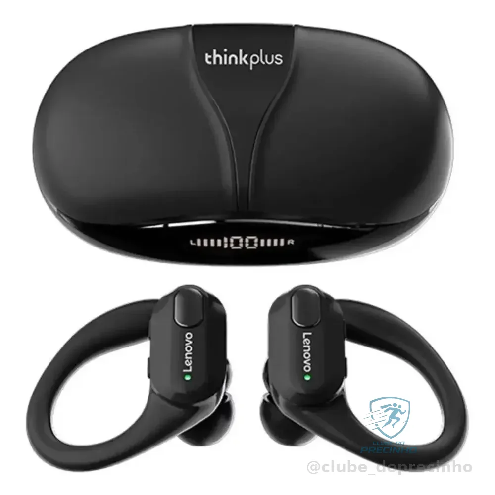 Fone De Ouvido Lenovo Xt80 Tws Com Ganchos Para Academia/corrida Preto/azul-petróleo