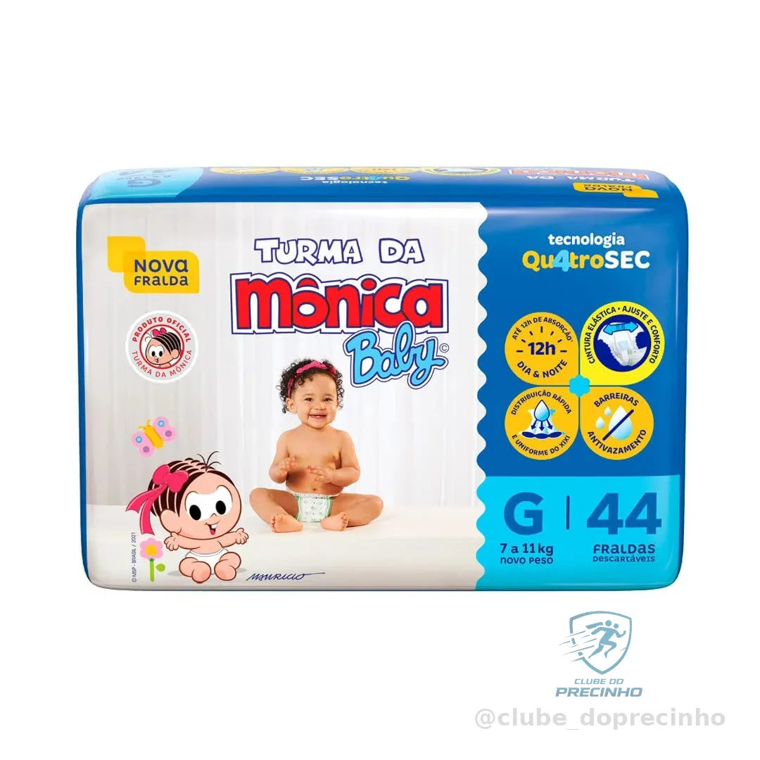 Fralda Turma da Mônica Baby Mega G 44 Unidades