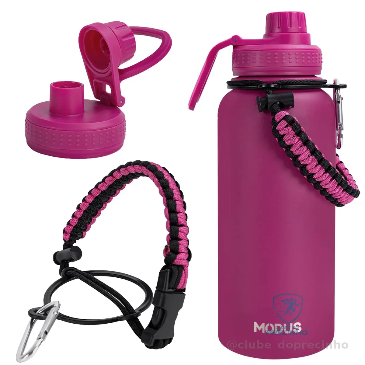 Garrafa Térmica De Água Isolada 1000ml Quente & Frio De Aço Inox Com Alça