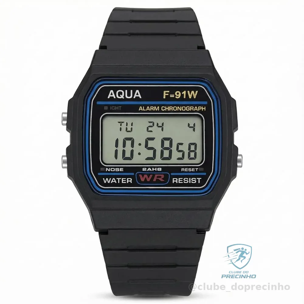 Relógio De Pulso Digital Vintage Pequeno Preto Básico Militar A Prova D'agua Unissex Premium