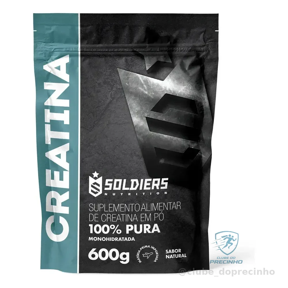 Creatina Monohidratada 600g Soldiers Nutrition 100% Pura Importada Performance Músculo Treino Sem Sabor