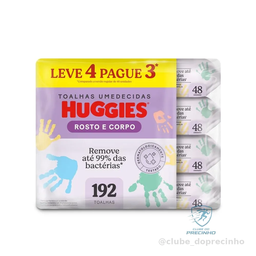 Lenços Umedecidos Huggies Rosto e Corpo Limpeza 4 x 48 Un