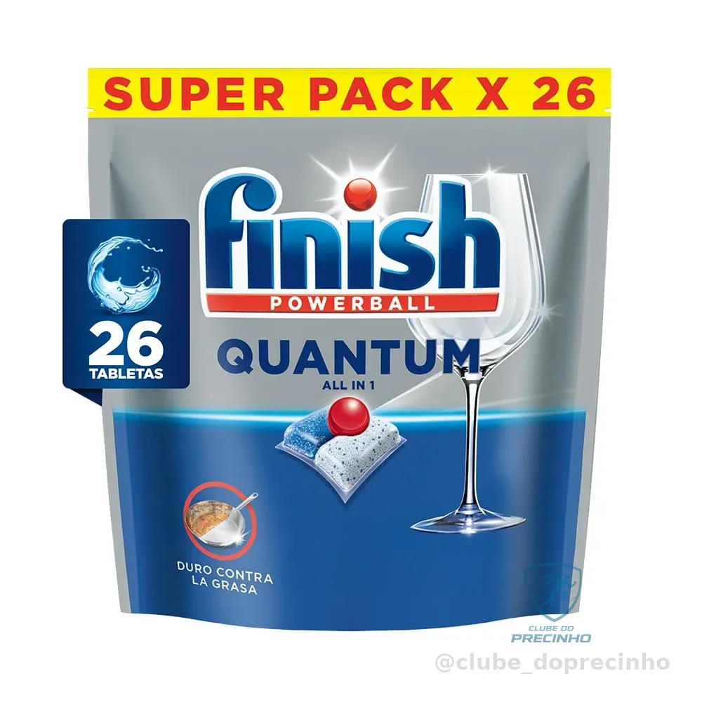 Finish Quantum All in 1 Detergente para Lava Louças em Tabletes 26 unidades