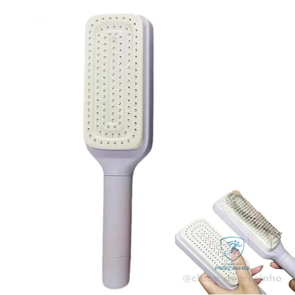 Escova de Cabelo com Sistema de Limpeza Rápida, Cerdas de Massagem e Controle de Estática