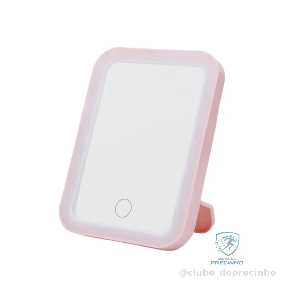 Espelho Maquiagem Com Touch E Borda Luz De Led Mesa Espelho Facial Portátil (Rosa)