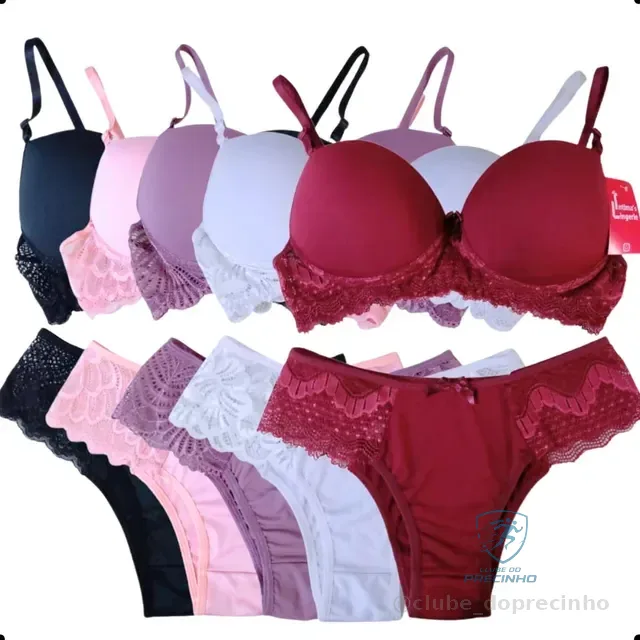 Langerie Femininas Lingerie Atacado Kit C/ 5 Conjuntos