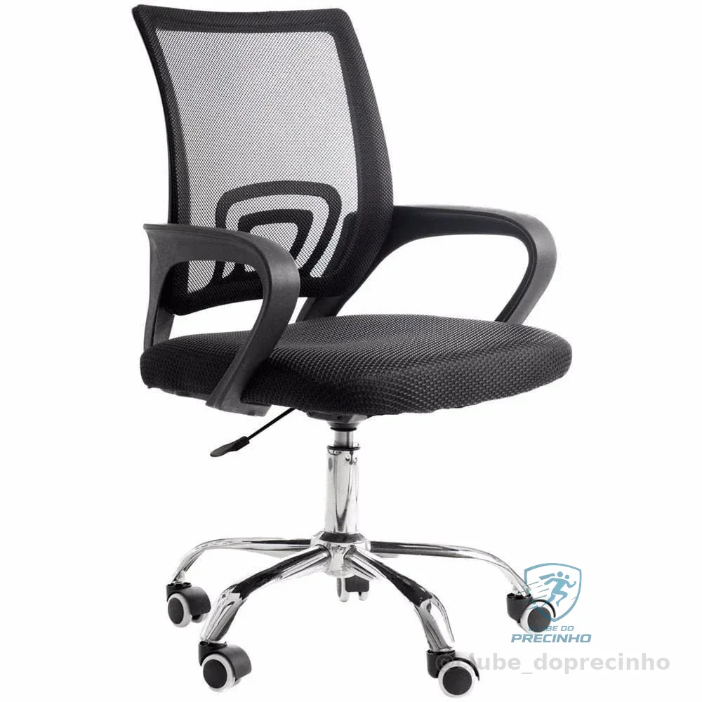 Cadeira de Escritório Secretária Base Cromada com Rodinha Fortt Roma Preta - CSF06-P