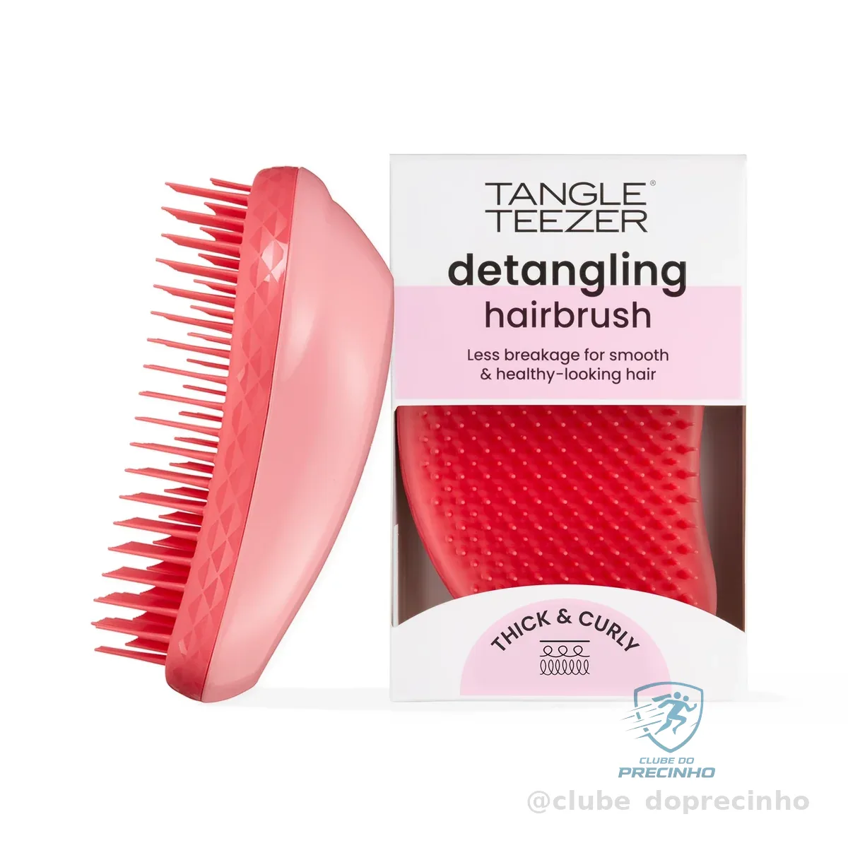 Tangle Teezer - Escova de cabelo desemabaraçadora The Original Thick & Curly para texturas grossas a crespas, úmido e seco. Cor: Rosa