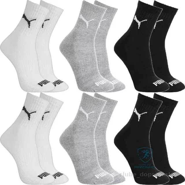 Kit 6 Pares Meias Puma Cano Médio Alto Atoalhada Original