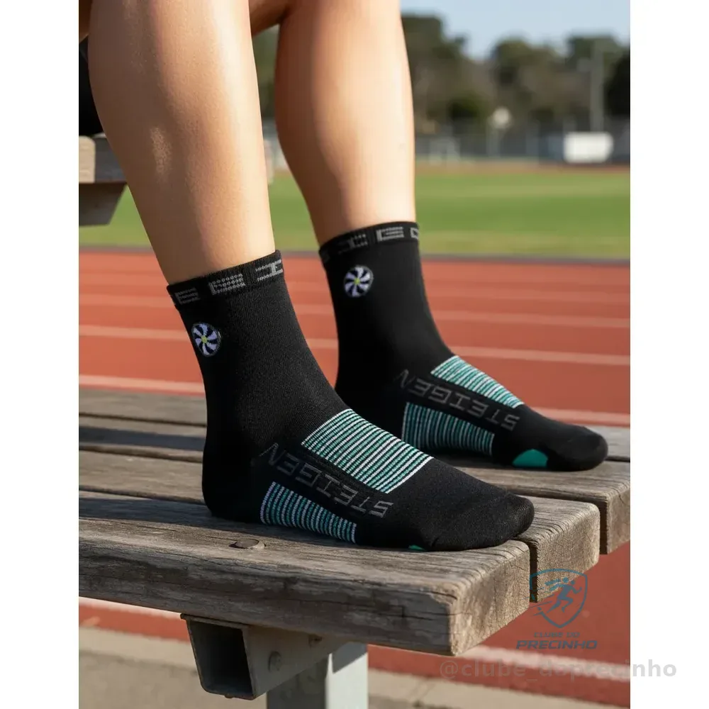 Meia Para Corrida Cano Médio Steigen Black Preto Un
