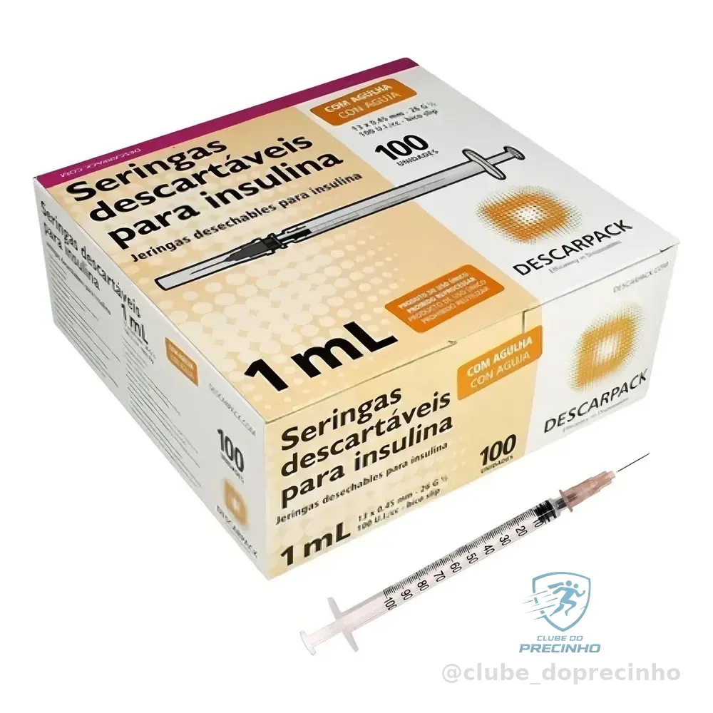 Seringa Insulina 13 X 0.45 26 G½ 1 Ml 100 Unidades Descarpack