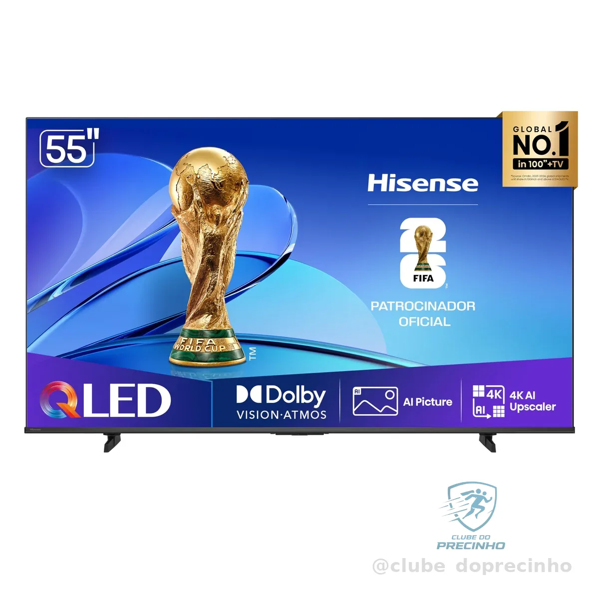 Hisense Smart TV UHD 4K QLED 55" Polegadas 55Q6QV com HDR10+, Dolby Atmos, Sports Mode, Game Mode Plus e Compatível com Alexa