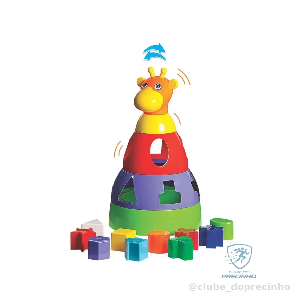 Brinquedo Educativo Girafa Didática com Blocos Merco Toys, cores sortidas, 1 unidade