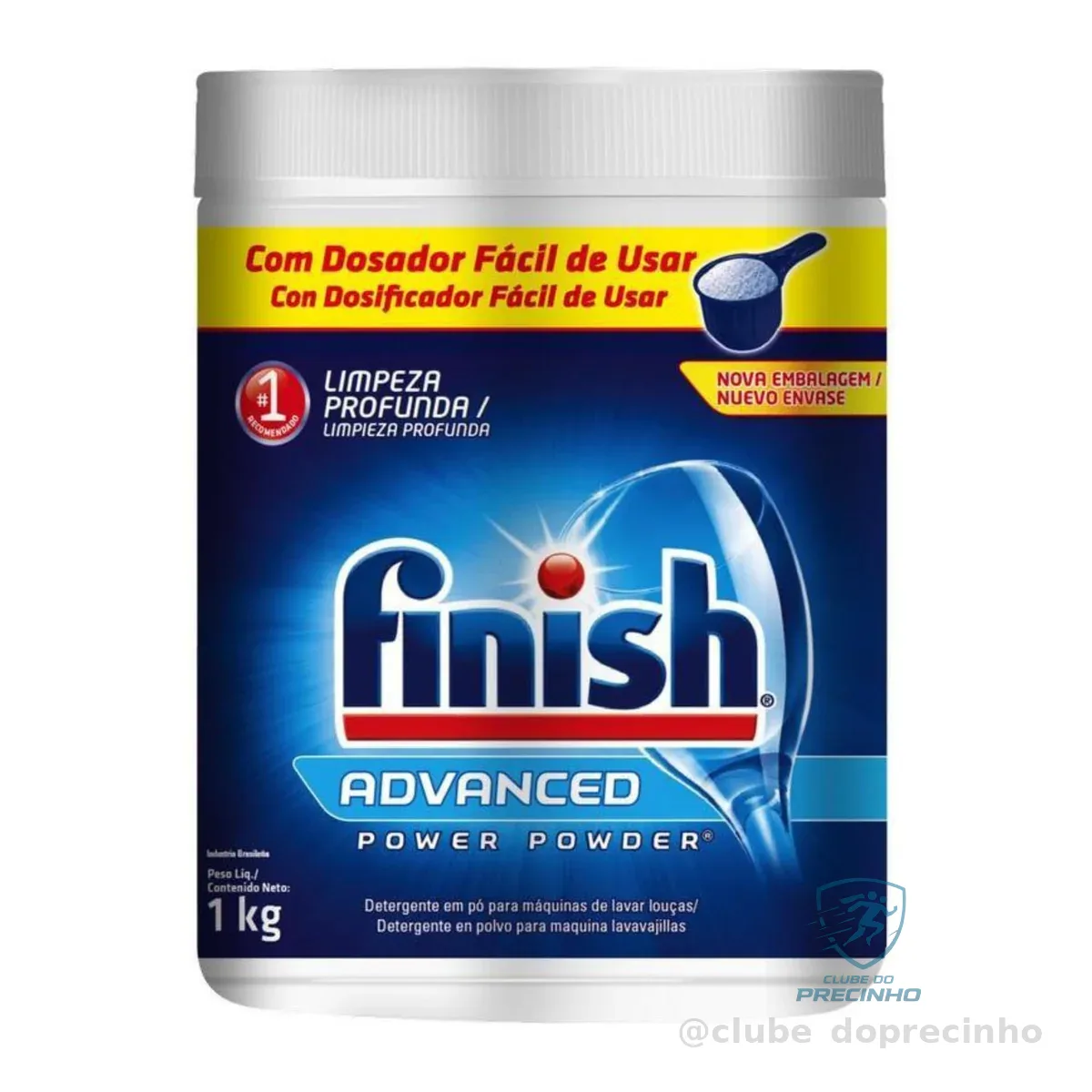 Finish Advanced Detergente para Lava Louças em Pó, Sabão Limpeza Profunda, 1kg