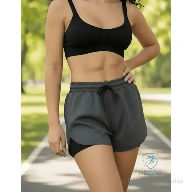 Shorts Feminino Fitness 2 Em 1 Compressão  Academia Treino