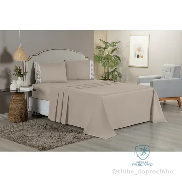 Kit Jogo Lençol Casal Bordado Inglês 100 Algodão 4 Peças